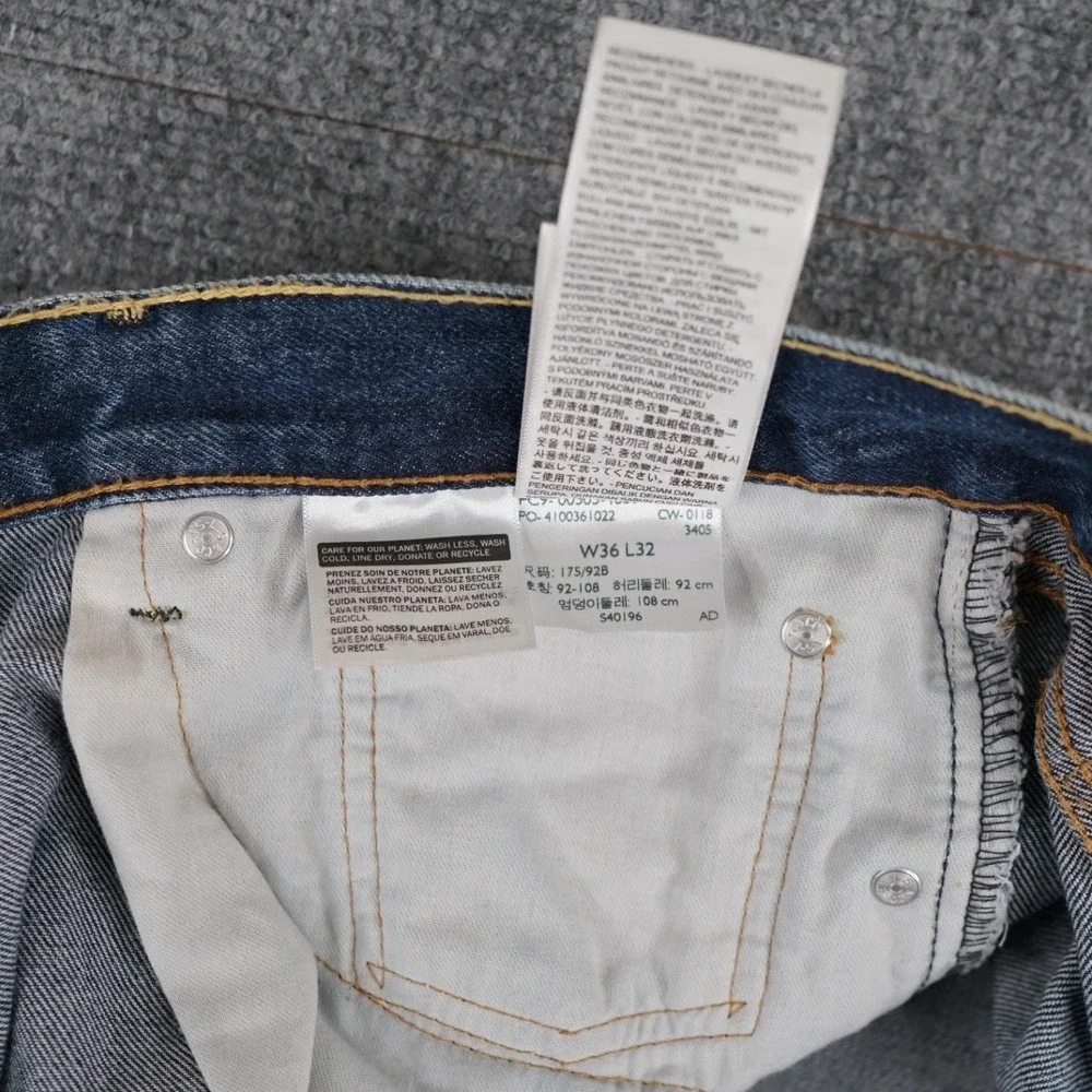 Levi's 505 Regular Fit Jeans Mens 36x32‎ Blue Straight Leg Denim Pants